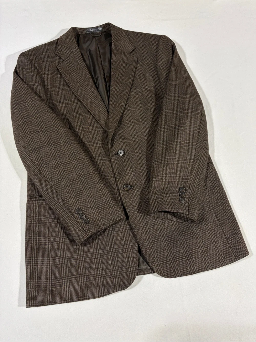 Stanley Blacker Men’s Brown Plaid Tweed Blazer Classic 2 Button Sport Coat 42R
